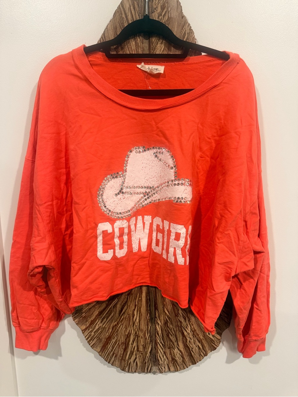 Peach Love California Coral Cowgirl Rhinestone Sweatshirt